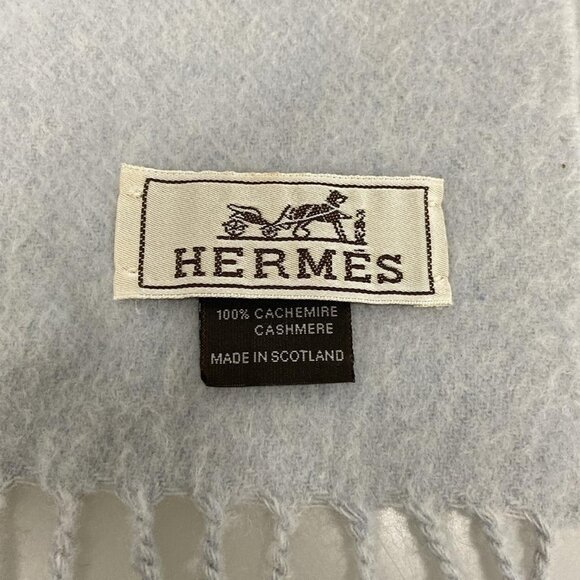 Auth HERMES - Light Blue Cashmere Scarf - Picture 5 of 7